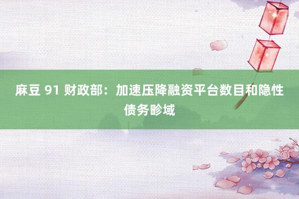 麻豆 91 财政部：加速压降融资平台数目和隐性债务畛域