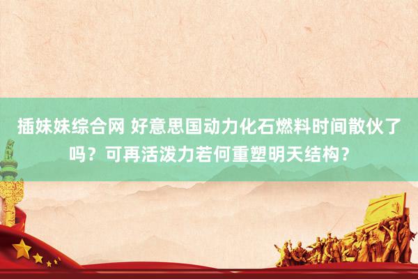 插妹妹综合网 好意思国动力化石燃料时间散伙了吗？可再活泼力若何重塑明天结构？