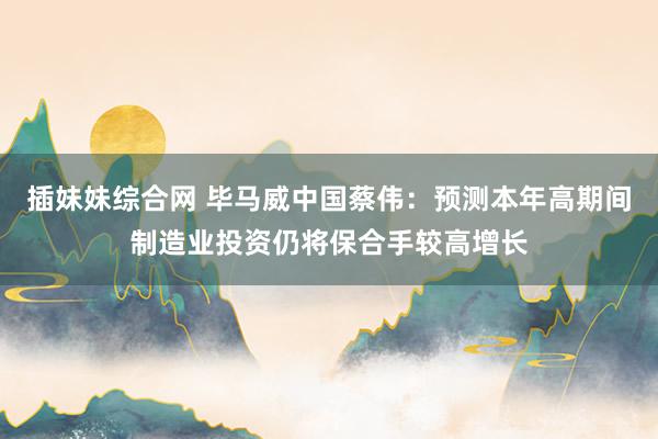 插妹妹综合网 毕马威中国蔡伟：预测本年高期间制造业投资仍将保合手较高增长
