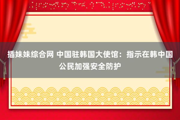 插妹妹综合网 中国驻韩国大使馆：指示在韩中国公民加强安全防护