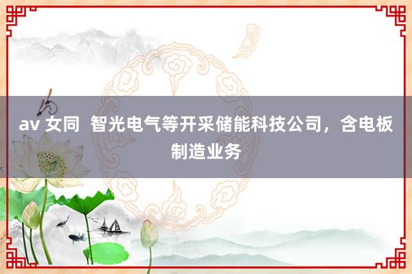 av 女同  智光电气等开采储能科技公司，含电板制造业务